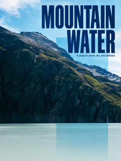 Generated artwork with lettering — Mountain and Lake