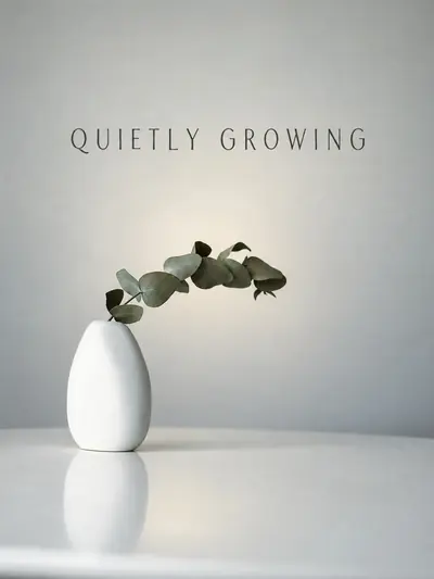 Generated artwork with lettering — Stillness in White