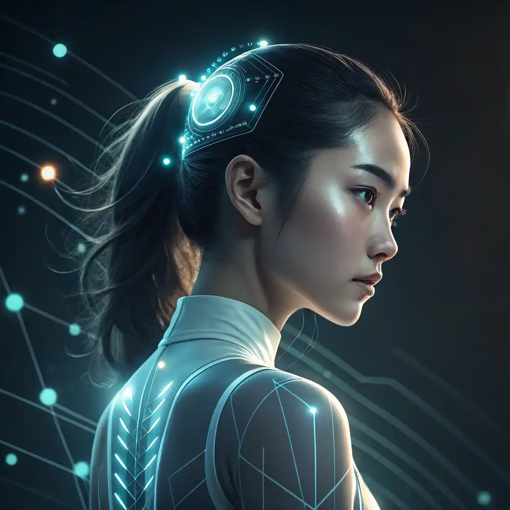Futurism style with sleek design, minimalism, and glowing elements