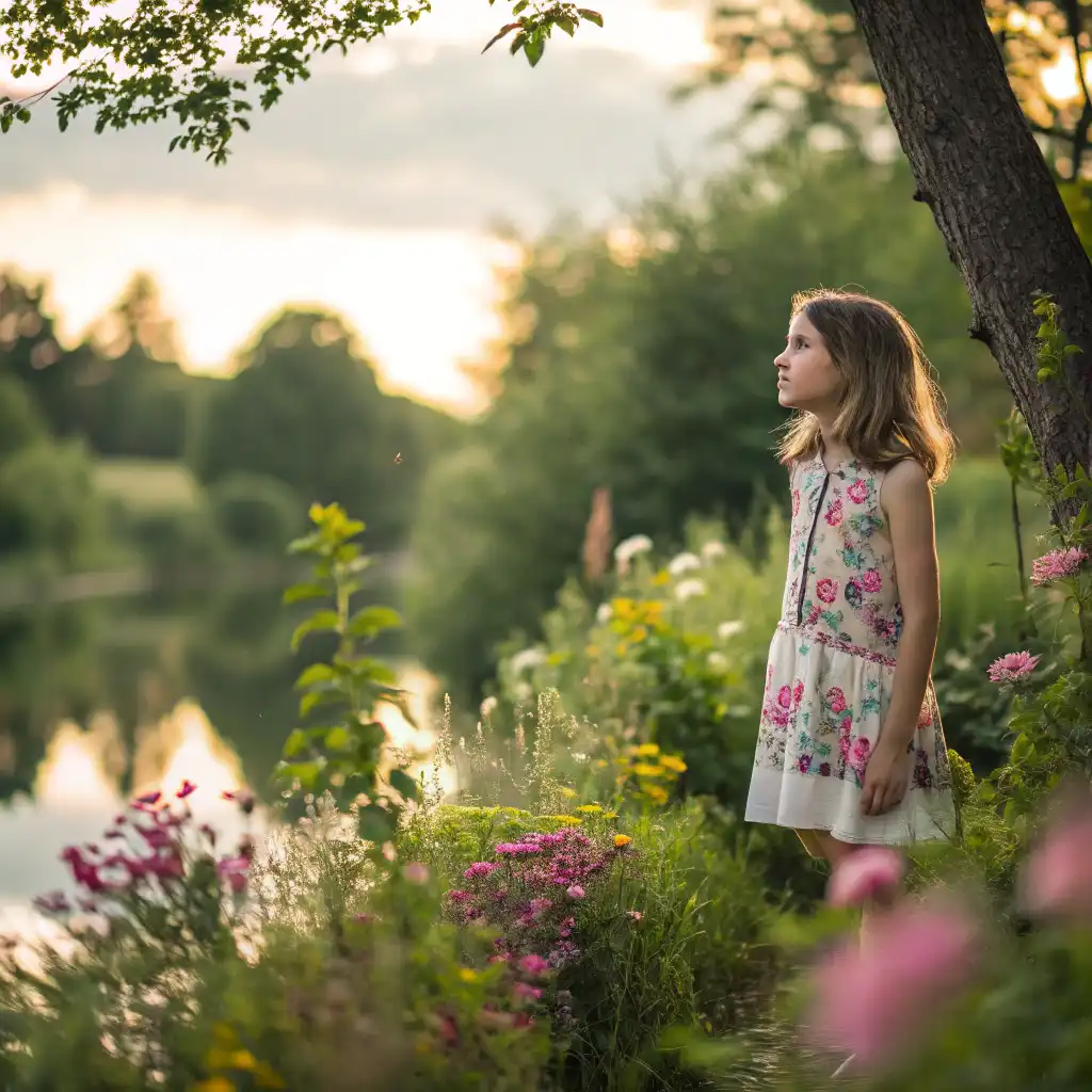 Impressionism style with soft brushstrokes and vivid light reflections