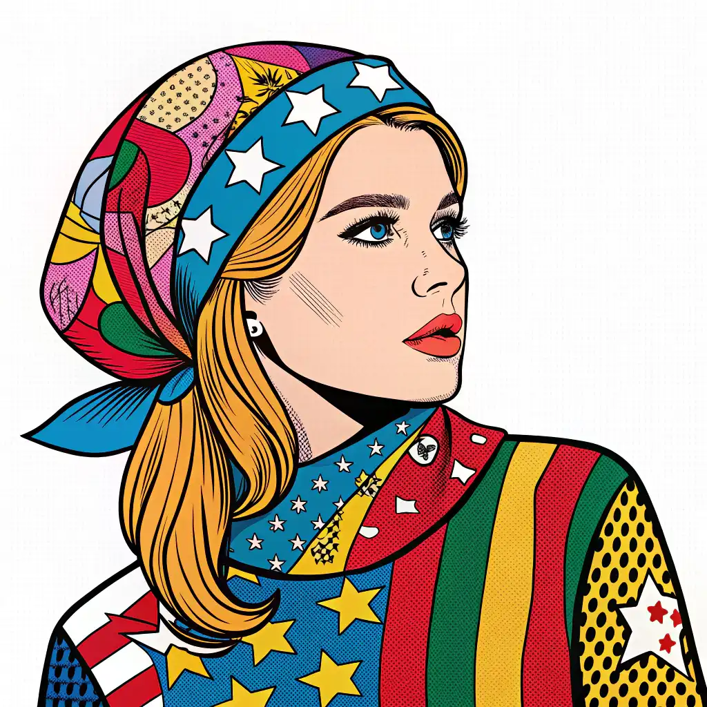 Pop Art style with vibrant colors, comic book style, and cultural references