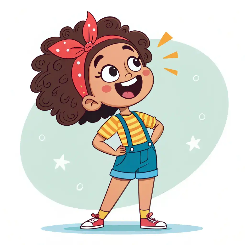 Cartoon style with bold outlines, simplified forms, and playful vibe