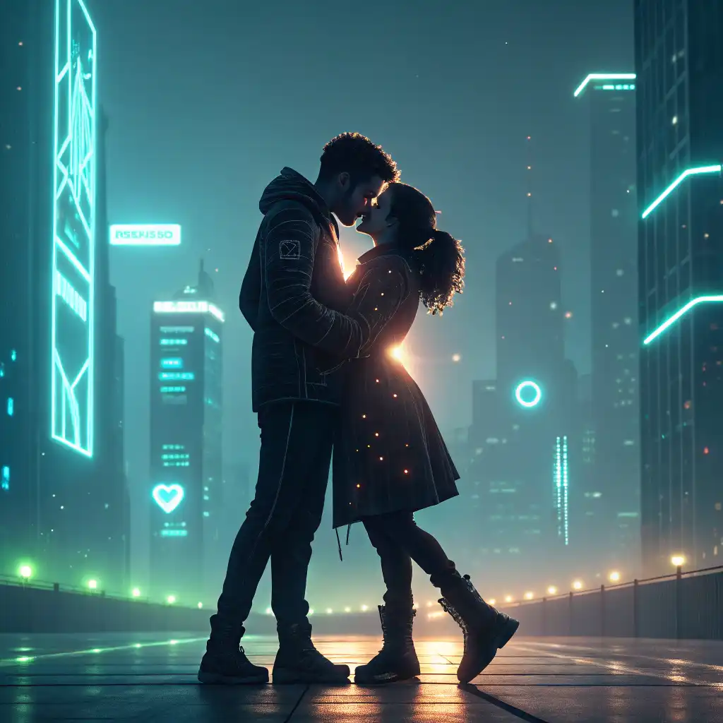 Futurism style with sleek design, minimalism, and glowing elements