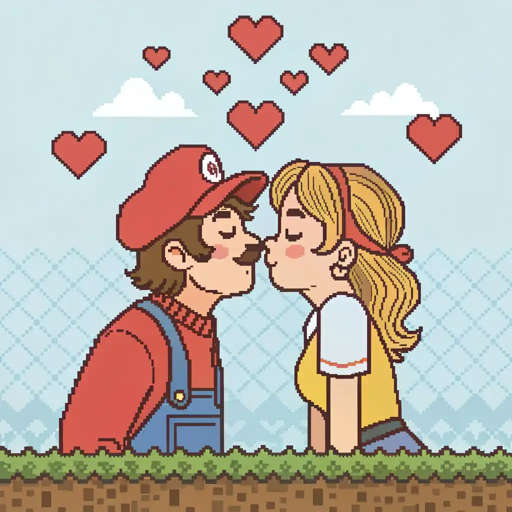Pixel Art style with retro 8-bit graphics and small resolution