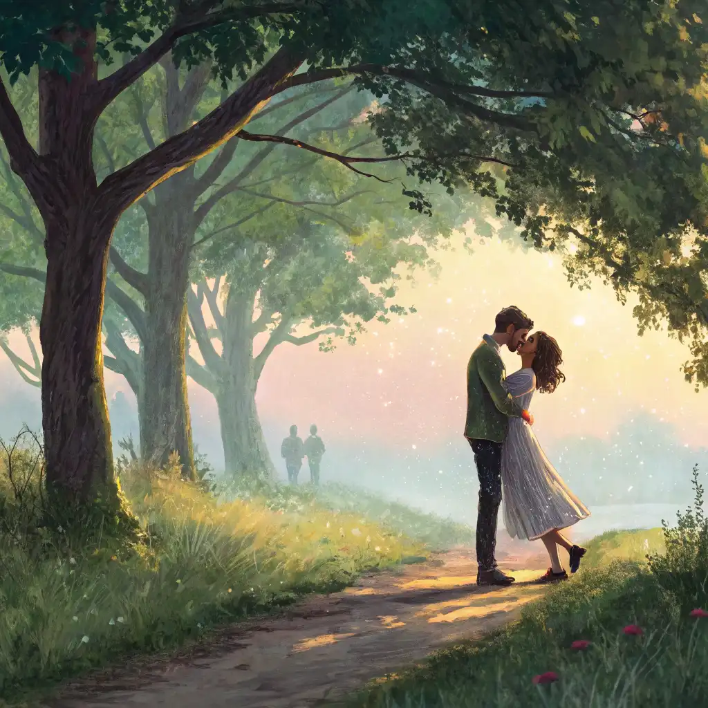 Impressionism style with soft brushstrokes and vivid light reflections