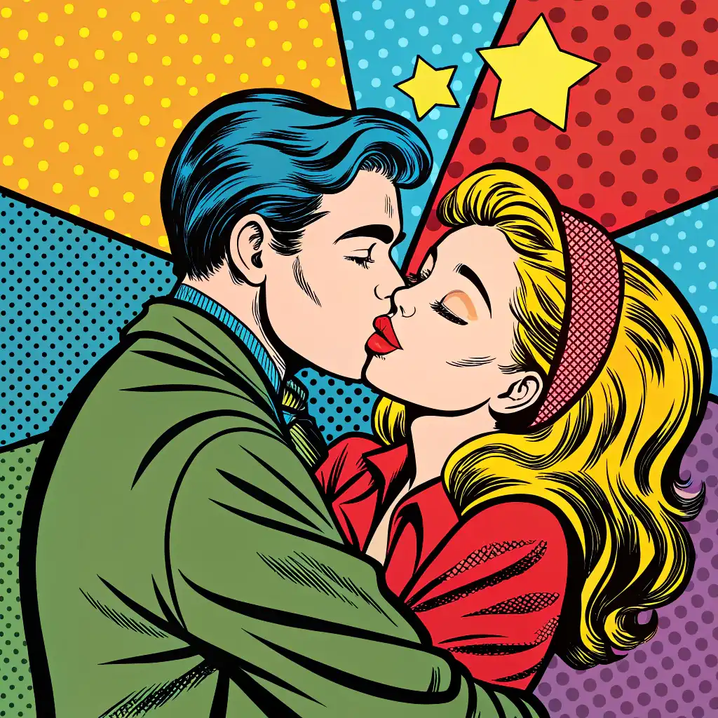 Pop Art style with vibrant colors, comic book style, and cultural references