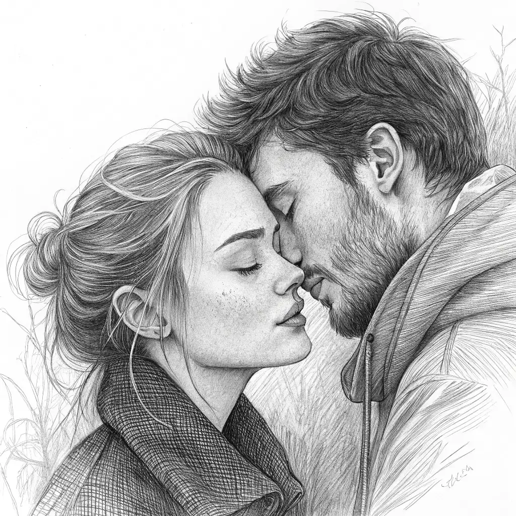 Pencil Sketch style with fine lines, shading, and detailed strokes