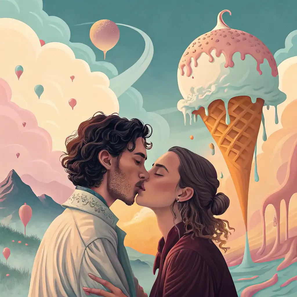 Surrealism style with dreamlike scenes, melting objects, and impossible landscapes