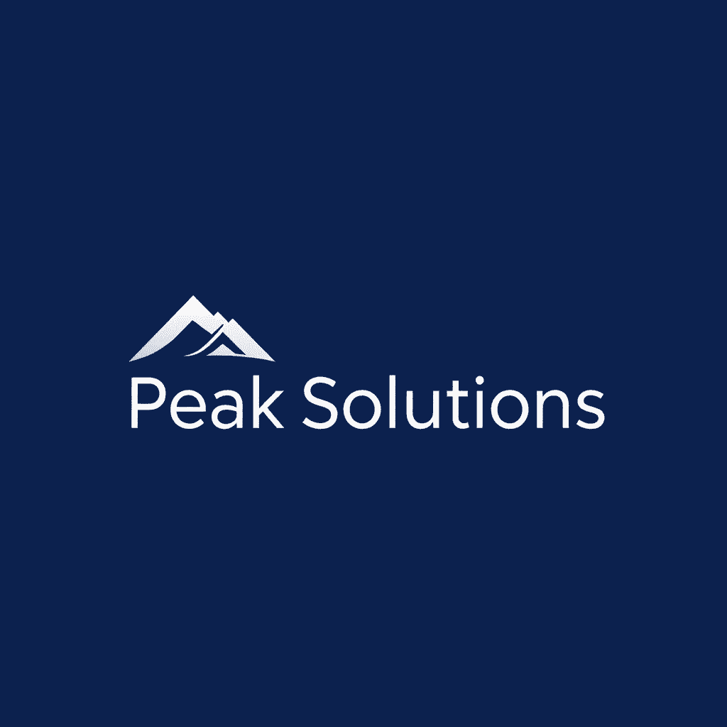 Professional business consulting logo for Peak Solutions with clean corporate design, showing practical application of VividGen AI logo generator