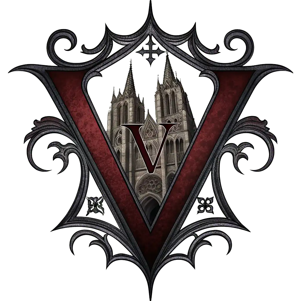 Dark Gothic style with eerie shadows, gothic architecture, and haunting atmosphere